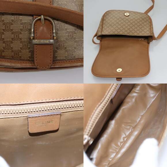 CELINE Macadam Canvas Shoulder Bag Beige - Picture 11 of 13